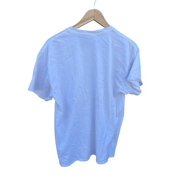 Harrahs Las Vegas Men's Promo T-Shirt Graphic White Defending the Caveman LARGE - Picture 2 of 4